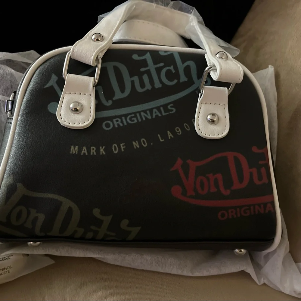 FASHION FAUX LEATHER VON DUTCH GRAFFITI BOWLING BAG - Picture 13 of 15
